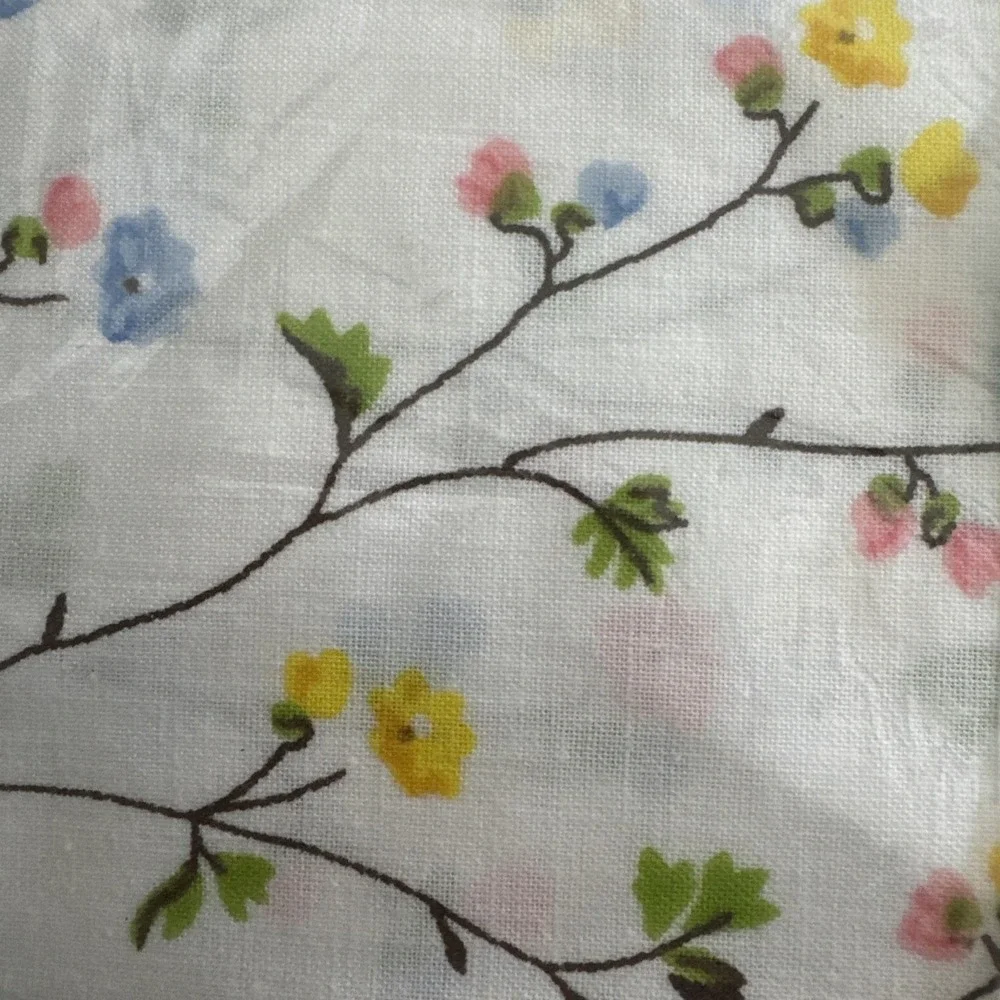 Vintage Sheet Set TWIN Flat Full + Pillowcases JC Penny New White Petite‎ Floral